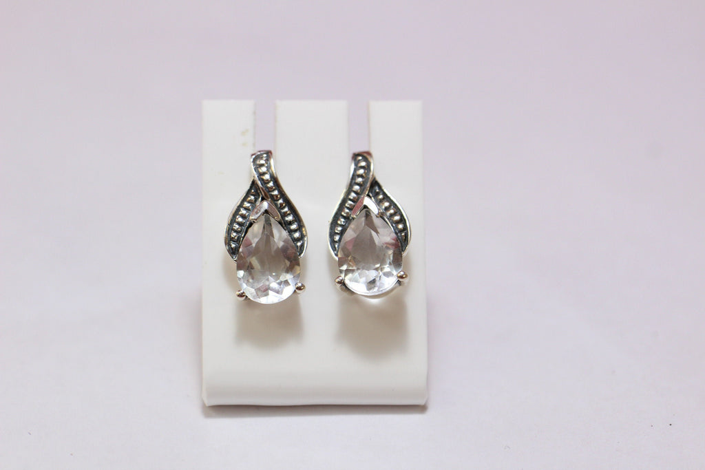 Edle 2,8 Carat Bergkristall Ohrstecker, Ohrring, 925 Silber Top Edelstein