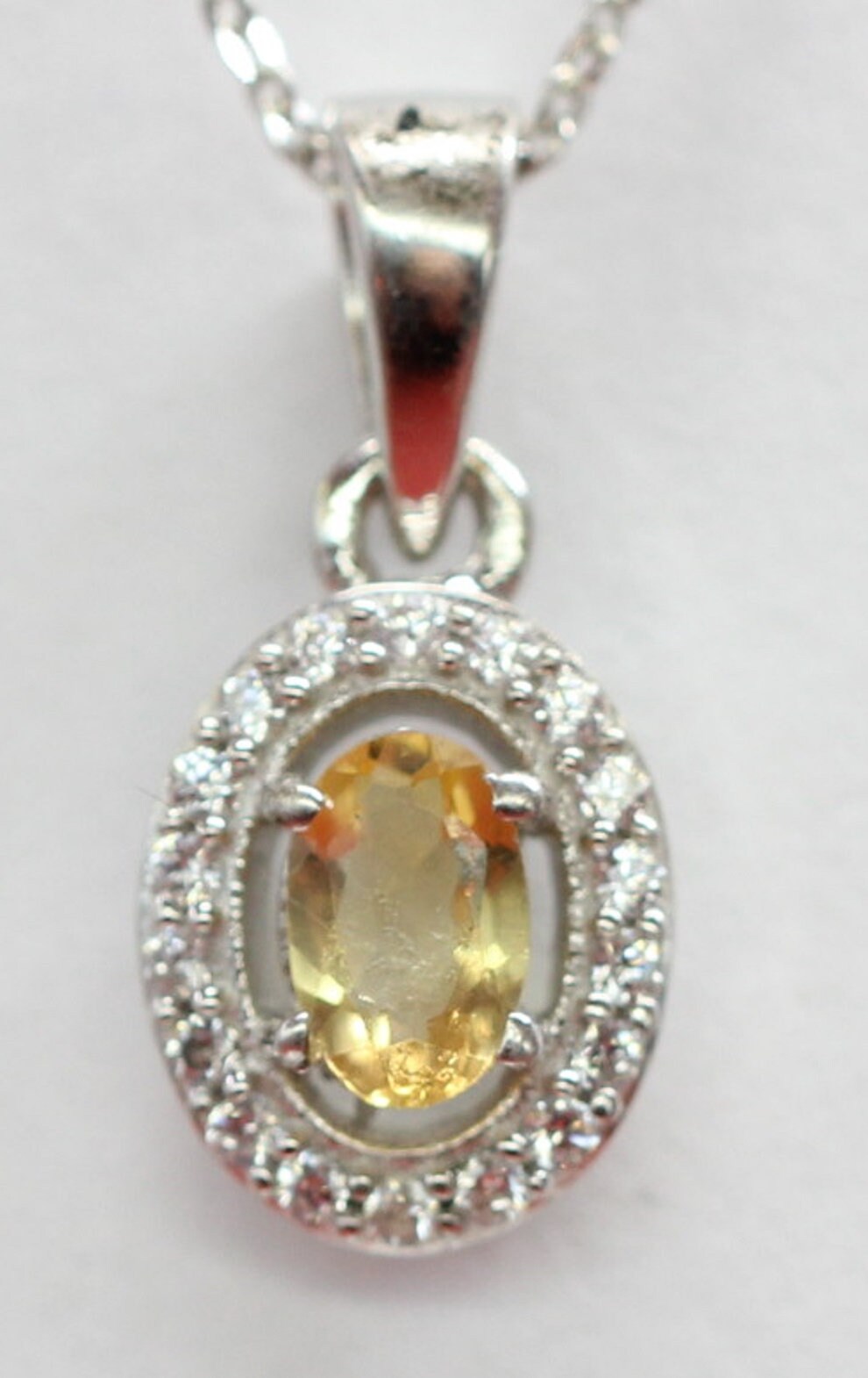 Citrin Anhänger Silber 925 mit Akzentstein  Edler 0,55 ct Edelstein Gelb, Handgefertigter Schmuck, Geschenk für Frauen
