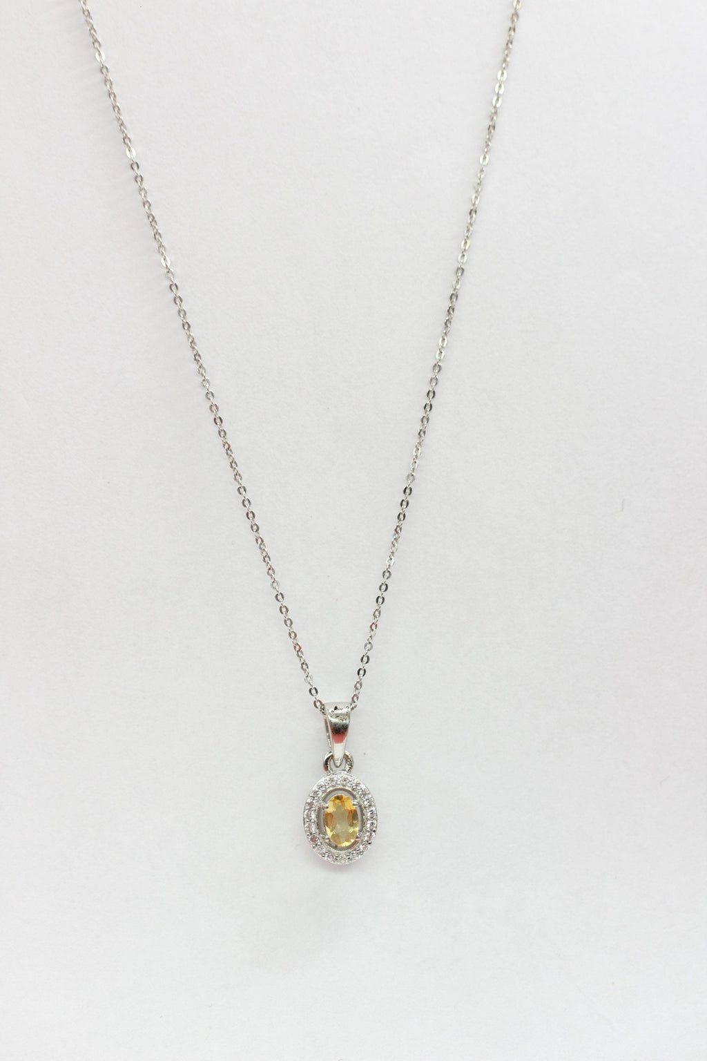Citrin Anhänger Silber 925 mit Akzentstein  Edler 0,55 ct Edelstein Gelb, Handgefertigter Schmuck, Geschenk für Frauen