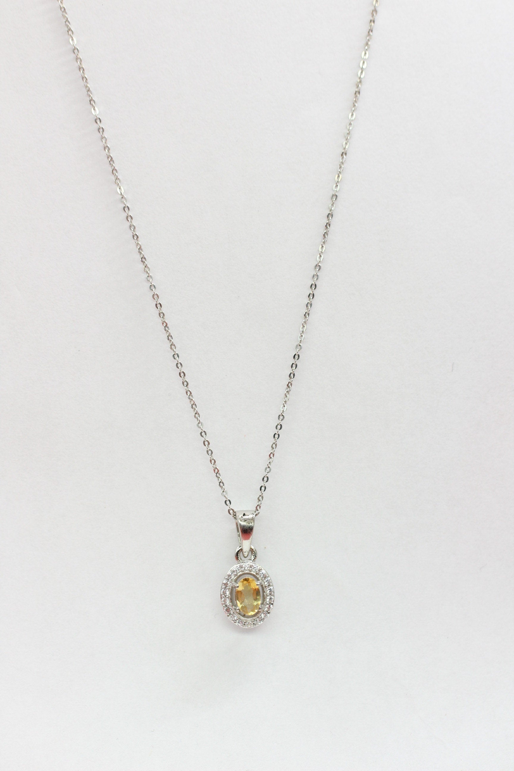 Citrin Anhänger Silber 925 mit Akzentstein  Edler 0,55 ct Edelstein Gelb, Handgefertigter Schmuck, Geschenk für Frauen