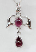 Edler 3,4 Carat Granat Anhanger Cabochon Schliff 925 Silber Collier Kette Top