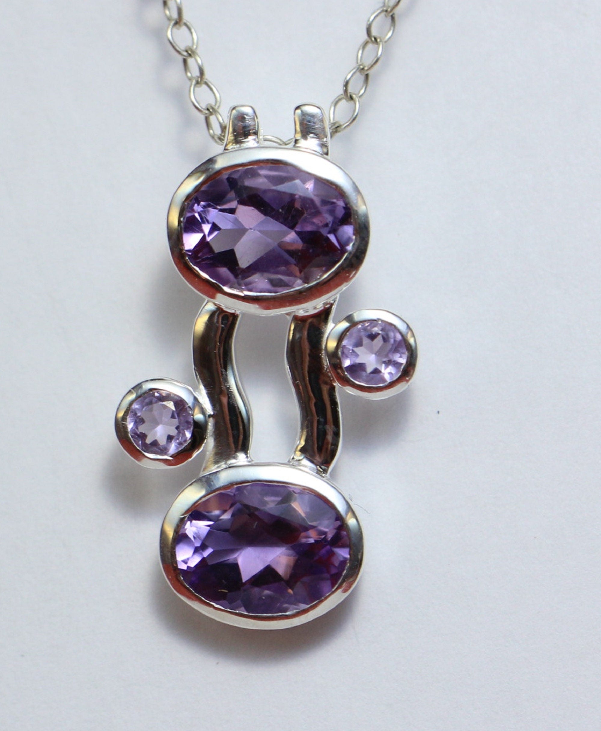 Designer 4,5 Carat Amethyst Anhanger Collier Kette Designschmuck Edelstein