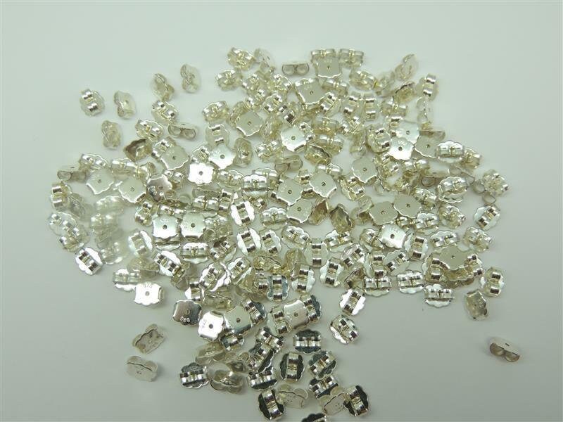 2 Ohrflügel, Ohrmutter, Ersatzteil, fü Ohrstecker , 6 mm, Silber 925