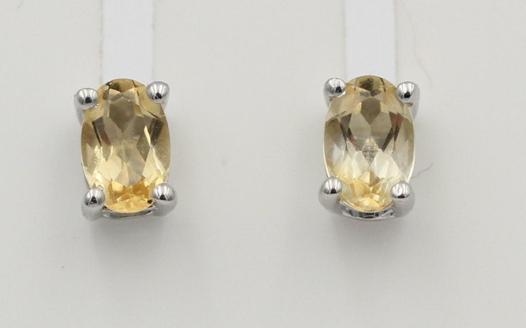 Edle 1,0 Cara Citrin Ohrstecker 925 Silber Ohrring Ohrschmuck gelber Edelstein