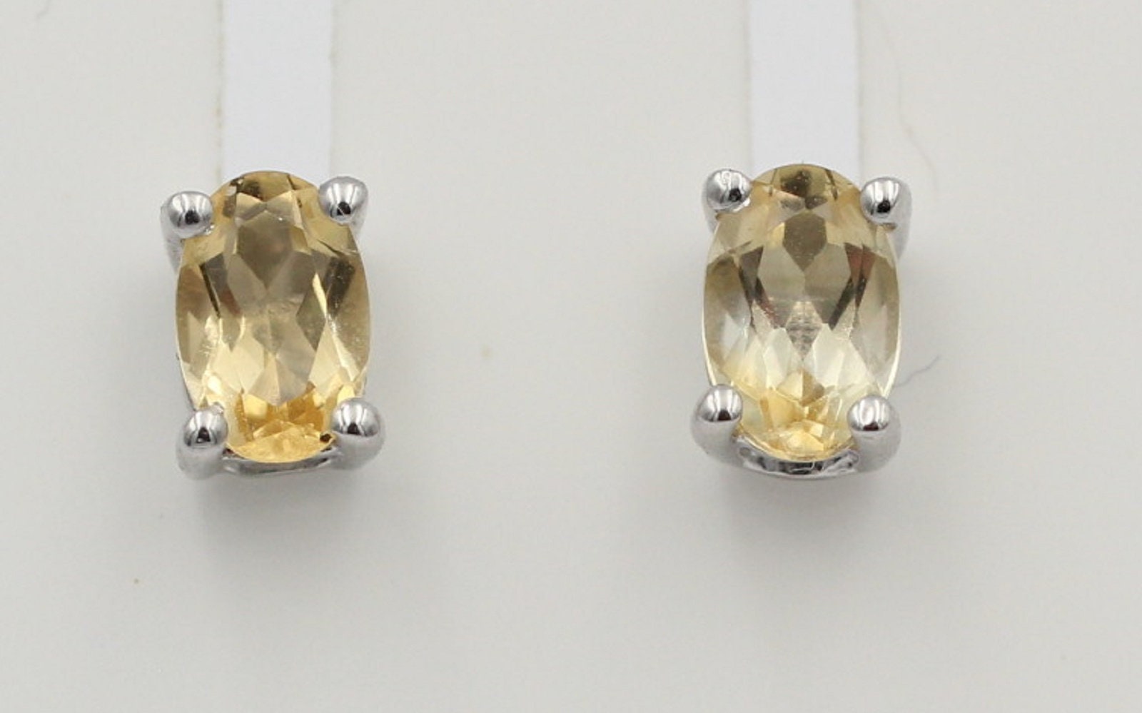 Edle 1,0 Cara Citrin Ohrstecker 925 Silber Ohrring Ohrschmuck gelber Edelstein