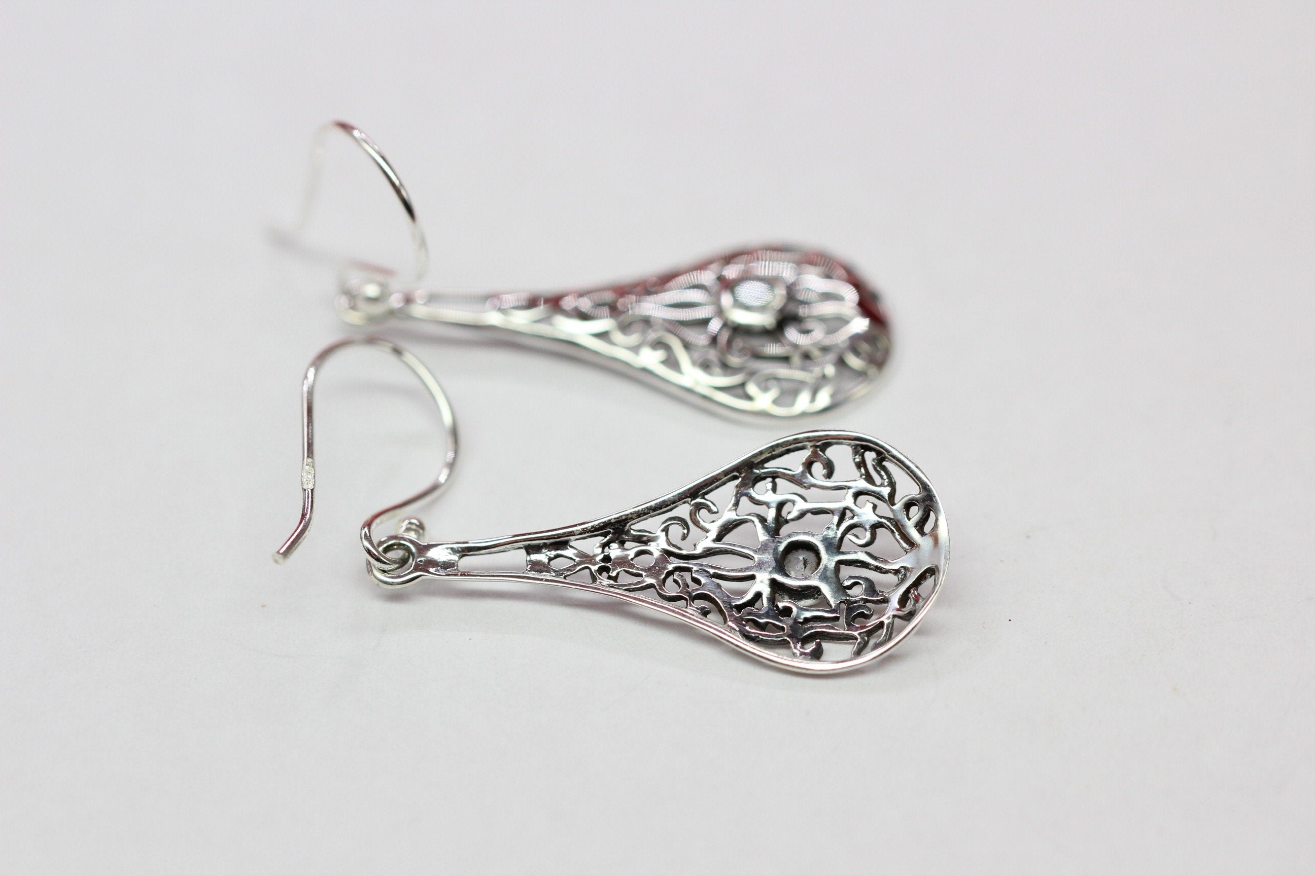 Edle 0,2 Carat Blautopas Ohrhanger filigran gearbeitet 925 Silber sky blue Topas