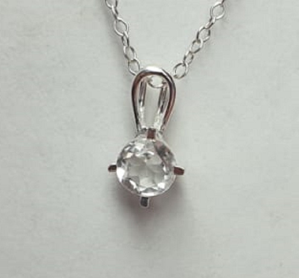 Edler 0,47 Carat weisstopast Anhanger 925 Silber Kette Collier weisser Topas