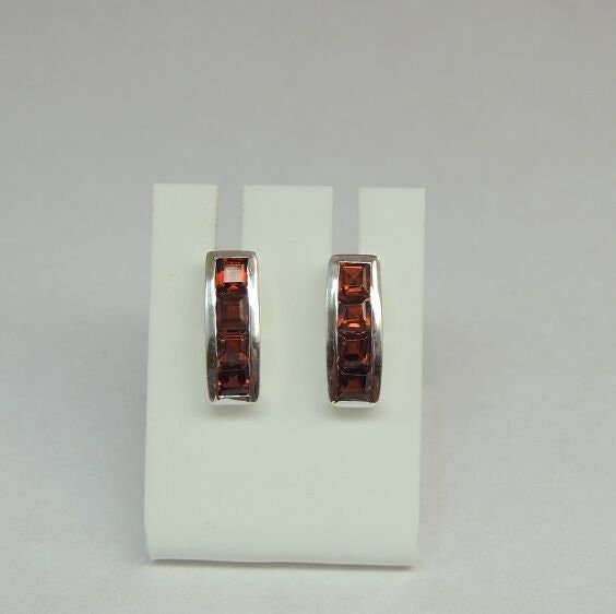 Edle 1,08 Carat Granat Ohrstecker 925 Silber Ohrring Ohrschmuck