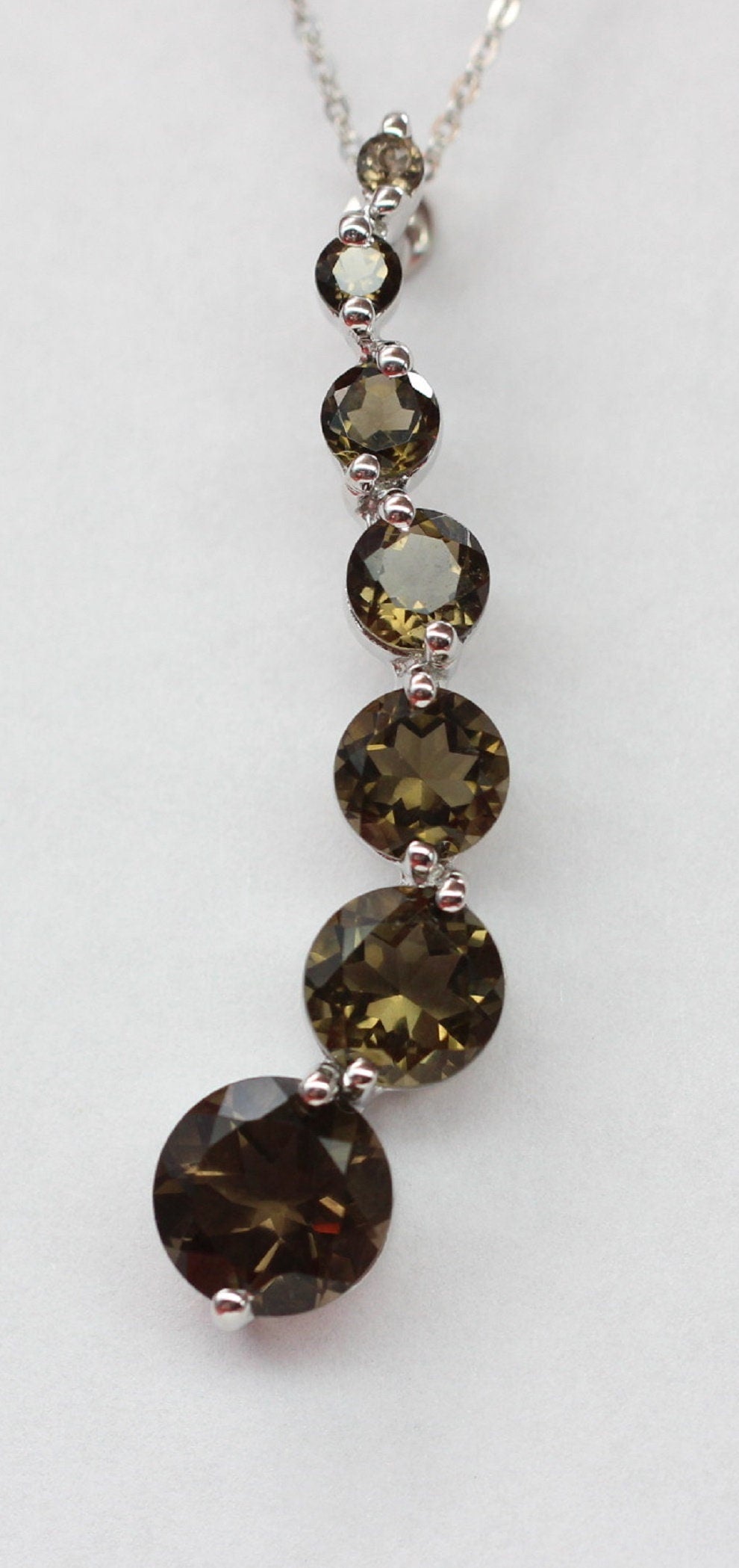 Edler 5,48 Carat Rauchtopas Anhanger 925 Silber Collier Kette Rauchquarz Top