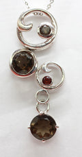 Edler 1,7 Carat Rauchquarz  Anhanger 925 Silber Collier Kette Rauchtopas Edelstein