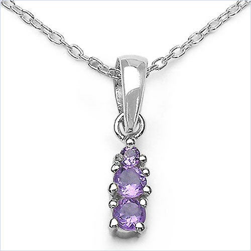 Bezaubender 0,12 Carat  Amethyst Anhanger, 925 Silber, Collier, Kette, Rhod.