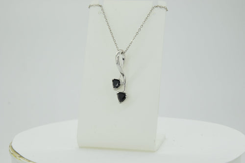 0,85 Carat schwarzer Spinell Anhanger Trillion 925 Silber Collier KetteEdelste