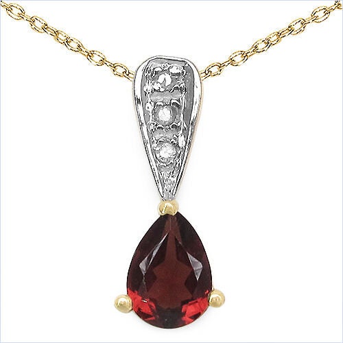 0,87 Carat Diamant,  Granat Anhanger 925 Silber hochwertig vergoldet, Rhodiniert