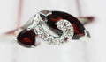 Edler ca 2,0 Carat Granat weisstopas Ring 925 Silber blutroter Granat Gr. 8 / 18 / 57
