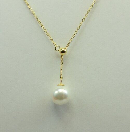 Collier mit Perle 925 Silber edel vergoldet Perlcollier Kette 10 mm Perle
