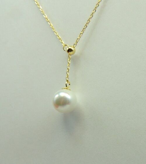 Collier mit Perle 925 Silber edel vergoldet Perlcollier Kette 10 mm Perle