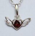 Bernstein Herzt mit Flageln 925 Silber Collier Kette Bernstein aus Letland
