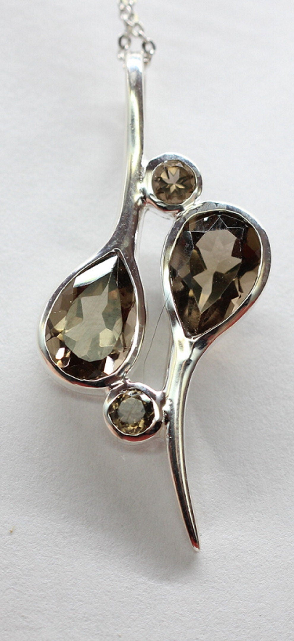 Echter Rauchquarz Silberanhänger 925, Braune Edelstein Kette, Kunstvolles Design, Statement Schmuck, Geschenk zum Jahrestag, 3,38 ct Unikat
