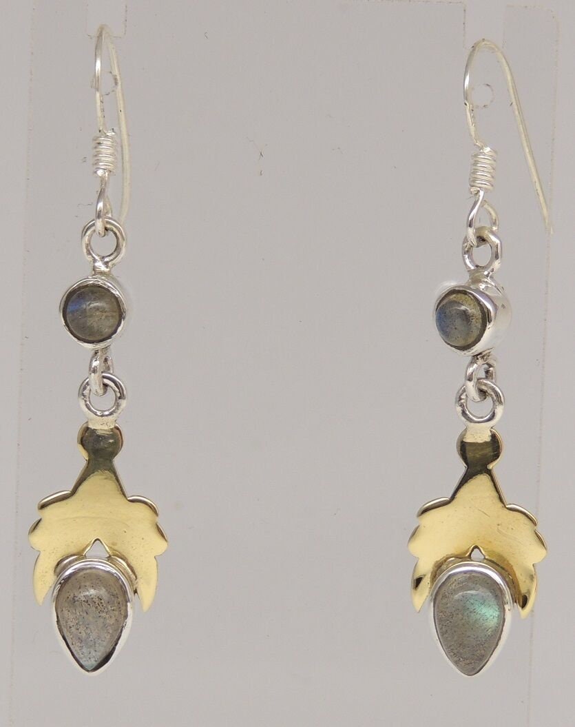 Design pur 2,0 Carat Labradorit Ohrhanger 925 Silber teilvergoldet Ohrhaken