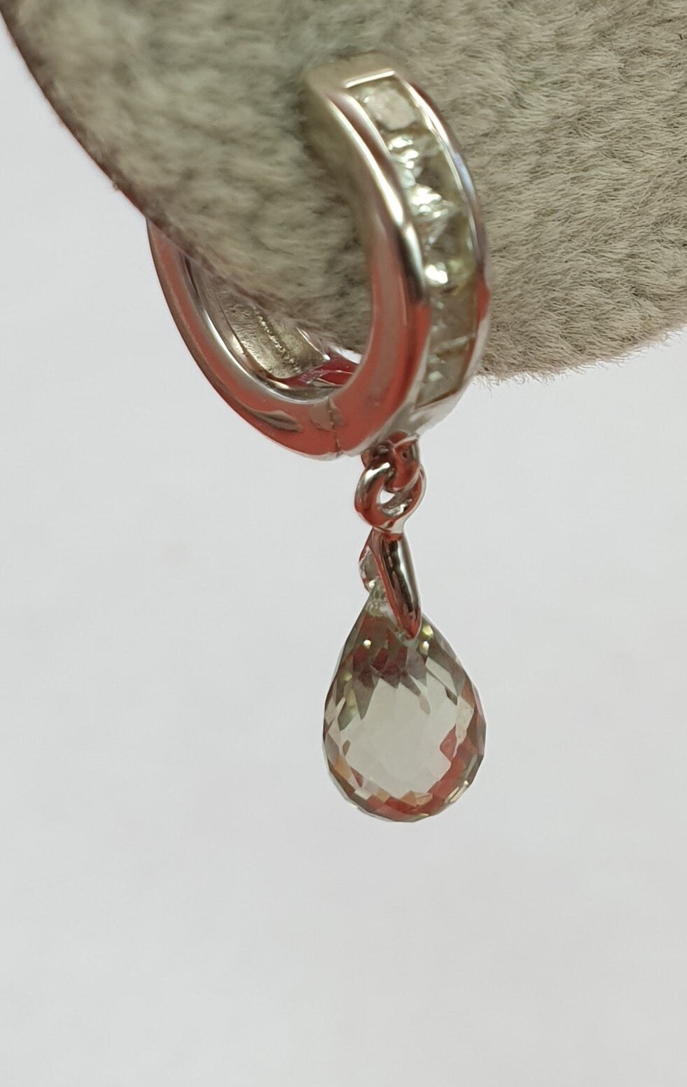 Edle 4,3 Carat Prasiolith Creolen top Edel 925 Silber graner Amethyst Edelsteinschmu