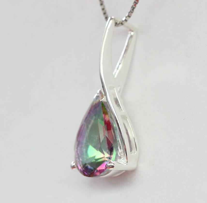 Edler 3,7 Carat Mystik Topas Anhanger 925 Silber Collier Kette Top Mystic Topas