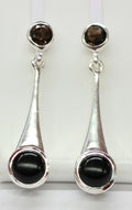 Edler 3,1 Carat Rauchquarz Onyx Ohrstecker 925 Silber Ohrschmuck Ohrhanger