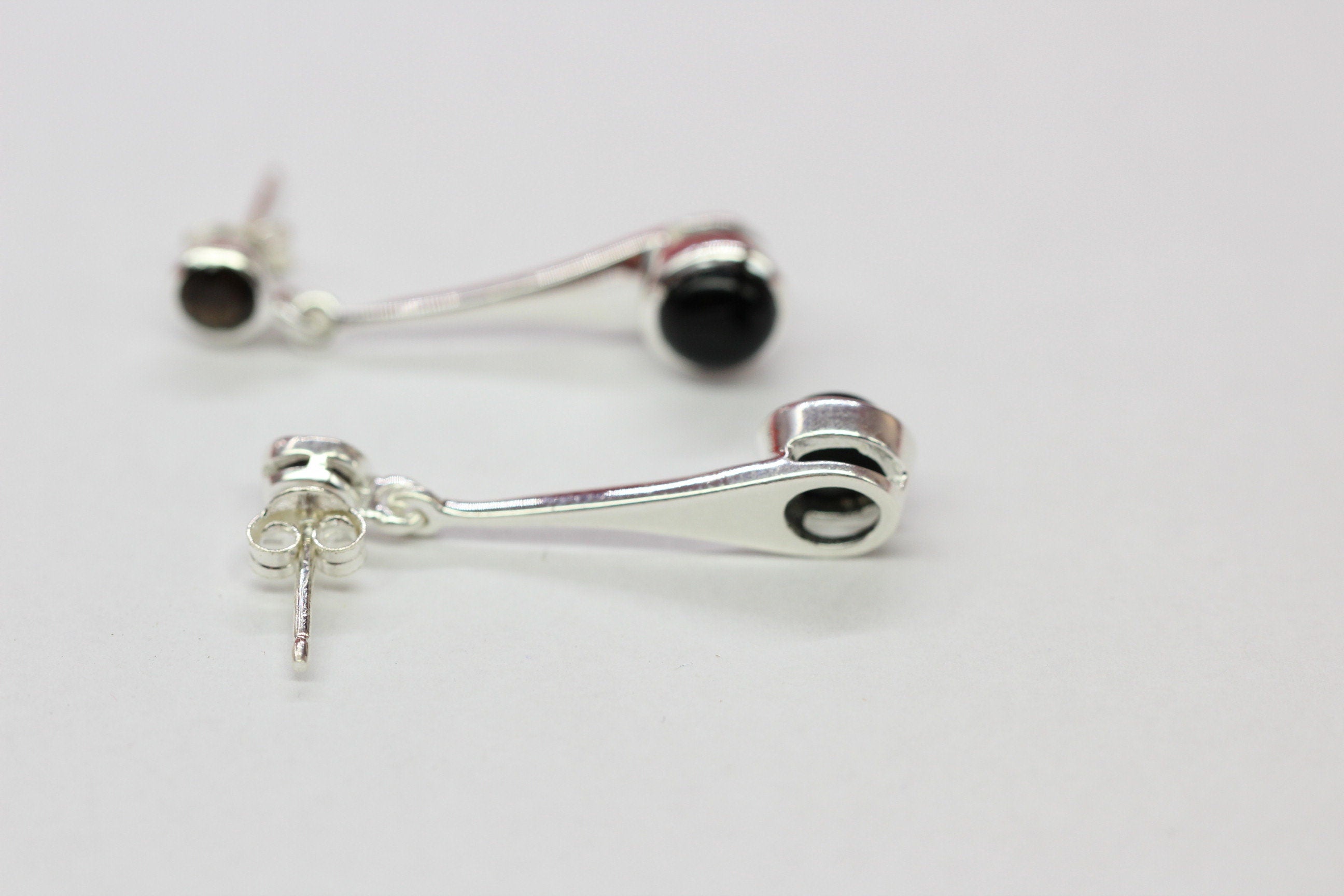 Edler 3,1 Carat Rauchquarz Onyx Ohrstecker 925 Silber Ohrschmuck Ohrhanger