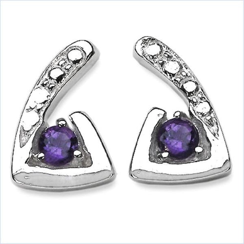 0,30 Carat moderne Amethyst Ohrstecker, Ohrringe, 925 Silber Rhodiniert