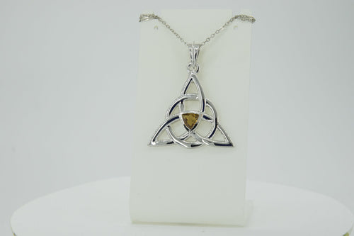 0,8 Carat Citrin Anhanger keltischen Knotenmuster 925 Silber Unendlichkeit Top