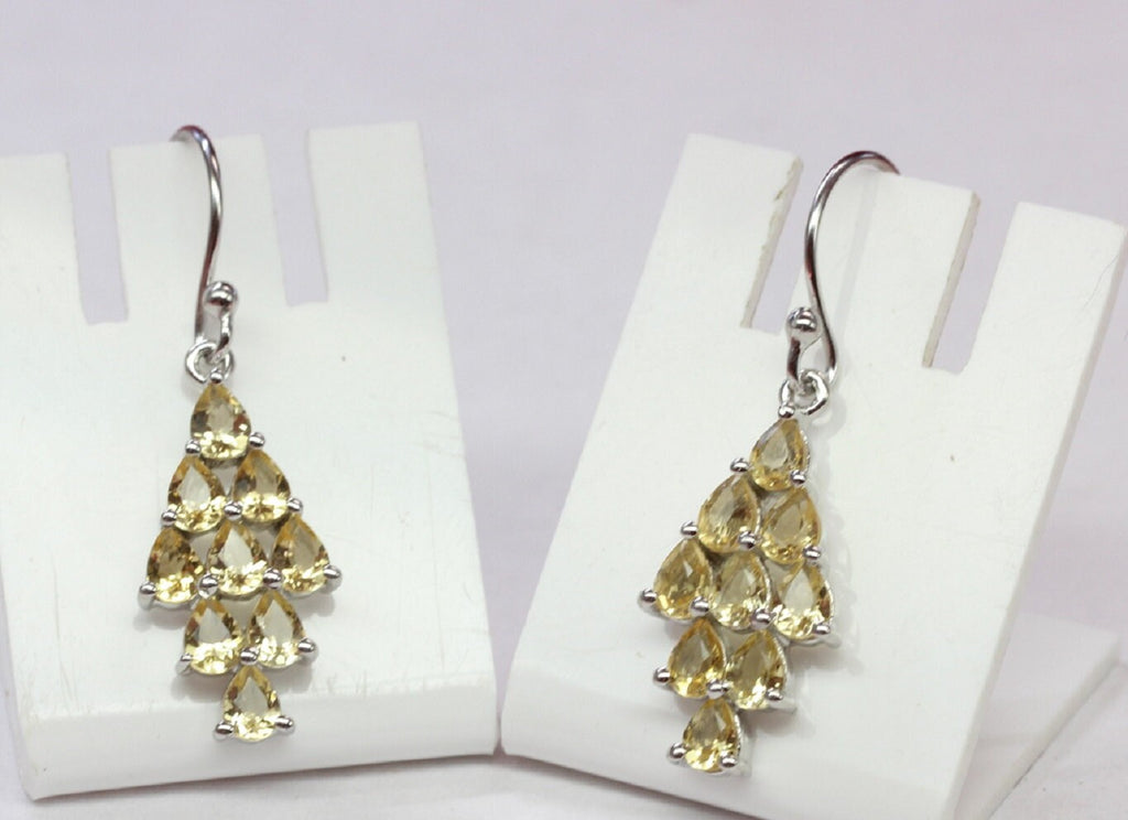 Edle 2,55 Carat Citrin Ohrhanger 925 Silber hellgelber Edelstein Top  18 Edelsteine