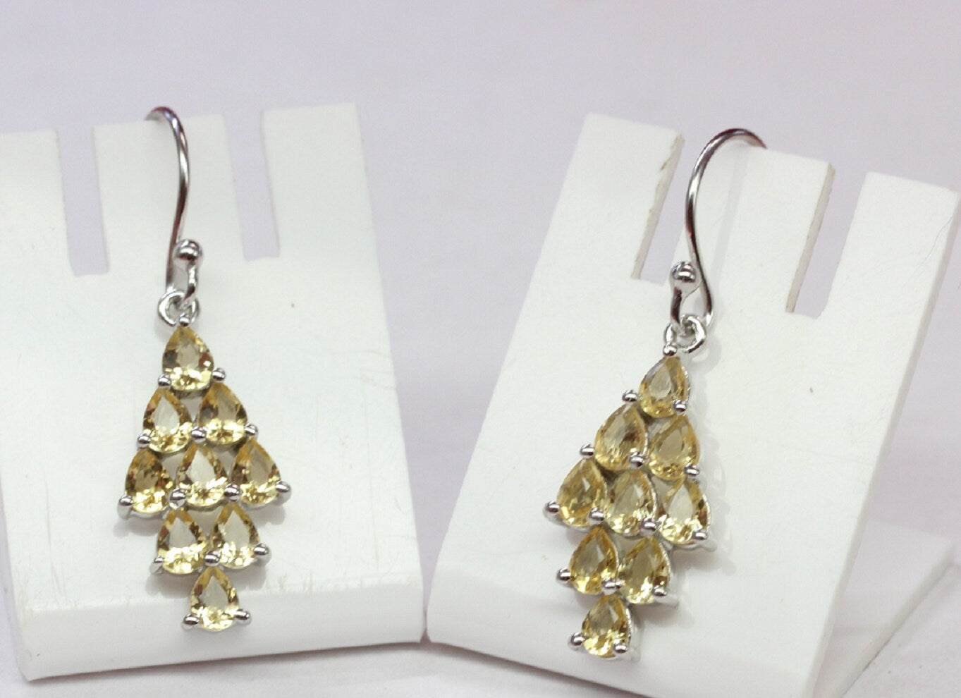 Edle 2,55 Carat Citrin Ohrhanger 925 Silber hellgelber Edelstein Top  18 Edelsteine