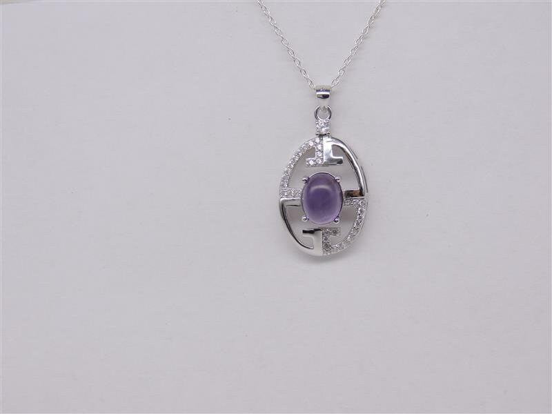 Echter Amethyst Silberanhänger 925, Moderne Edelstein Kette Lila, Designer Anhänger Lang, Schmuck, 1,33 ct  Hochwertig