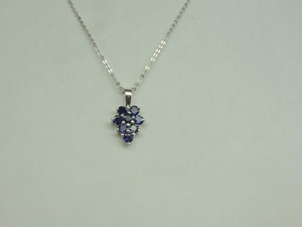 Edler 0,8 Carat Iolith Anhanger 925 Silber Collier Kette Wassersaphir Luchssaphir