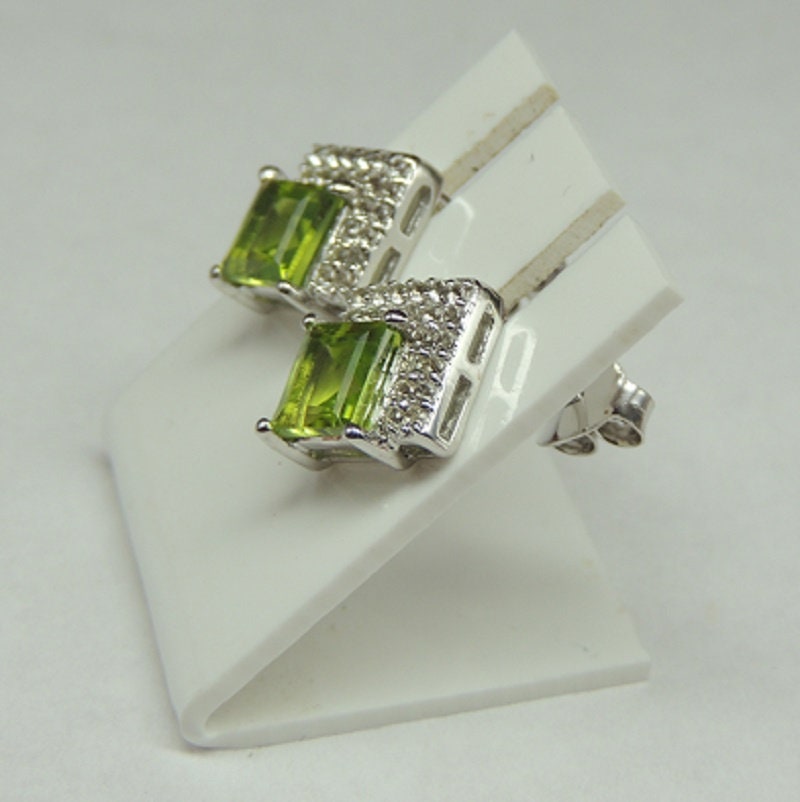 Edler 3,15 Carat Peridot weisstopas Ohrstecker 925 Silber maigraner Edelstein