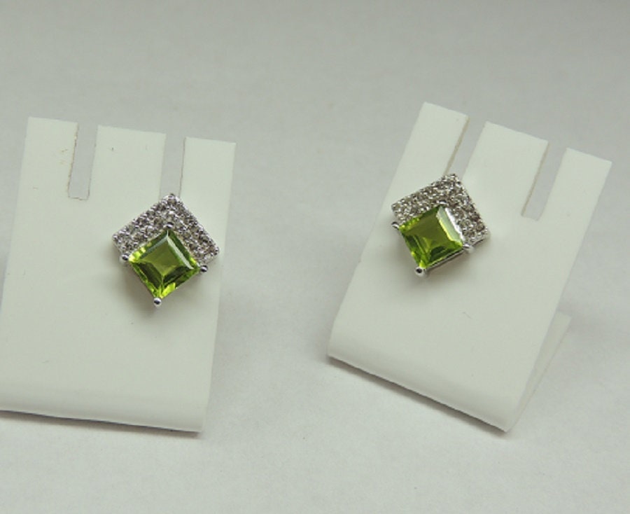 Edler 3,15 Carat Peridot weisstopas Ohrstecker 925 Silber maigraner Edelstein