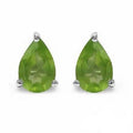 Edle 0,80 Carat maigrane Peridot Pear Ohrstecker, Ohrring, 925 Silber, Schmuck