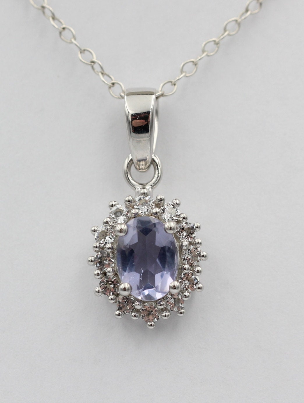 Edler 1,8 Carat Iolith weisstopas Anhanger 925 Silber Wassersaphir Luchssaphir Top