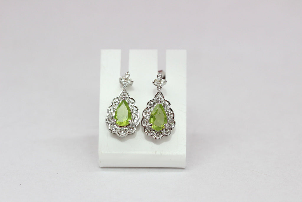 Edler 1,08 Carat Peridot weisstopas Ohrstecker 925 Silber maigraner Olivin Topas