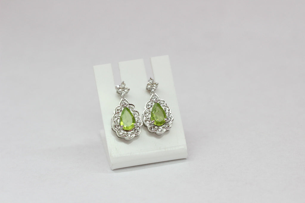 Edler 1,08 Carat Peridot weisstopas Ohrstecker 925 Silber maigraner Olivin Topas