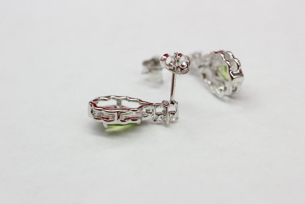 Edler 1,08 Carat Peridot weisstopas Ohrstecker 925 Silber maigraner Olivin Topas