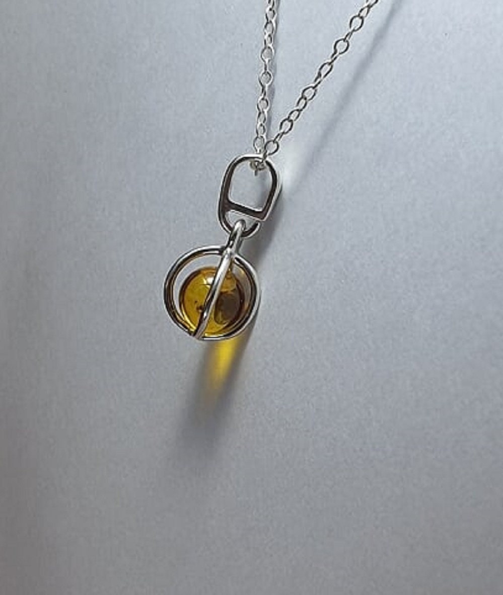 Edler Bernsteinanhanger 925 Collier Kette Bernstein aus Litauen Top Edel