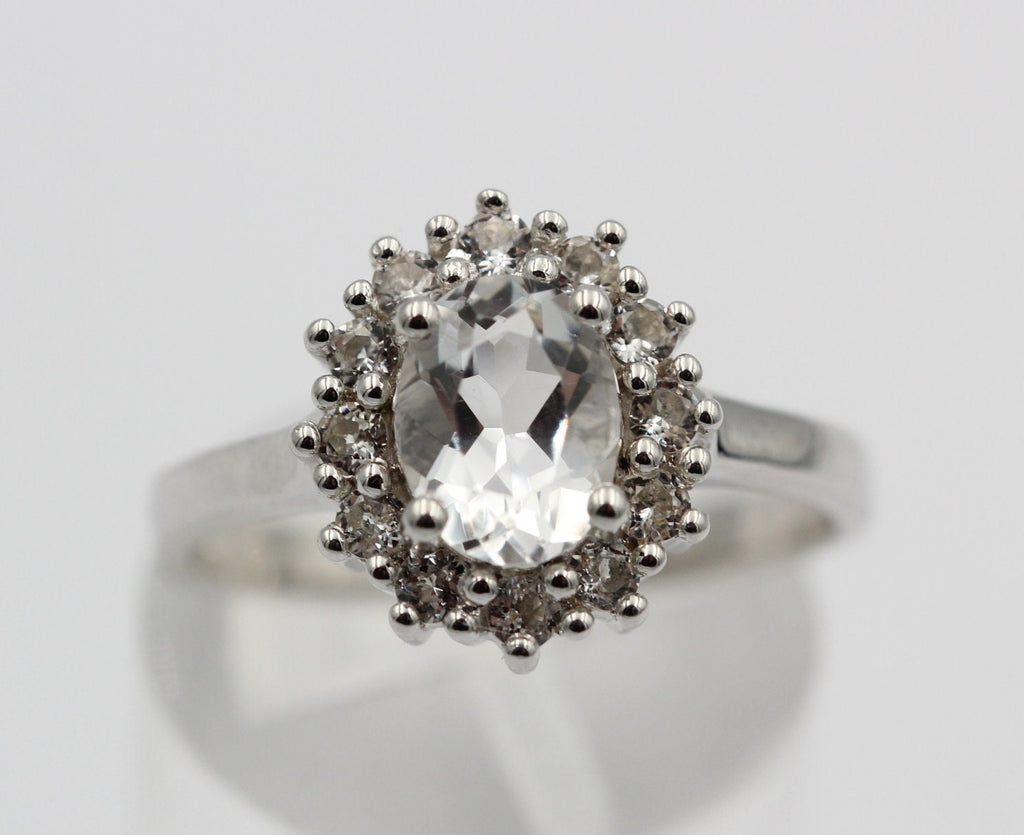 Edler 1,65 Carat Weißtopas Ring 925 Silber Topasring Fingerring 8 / 18 / 57