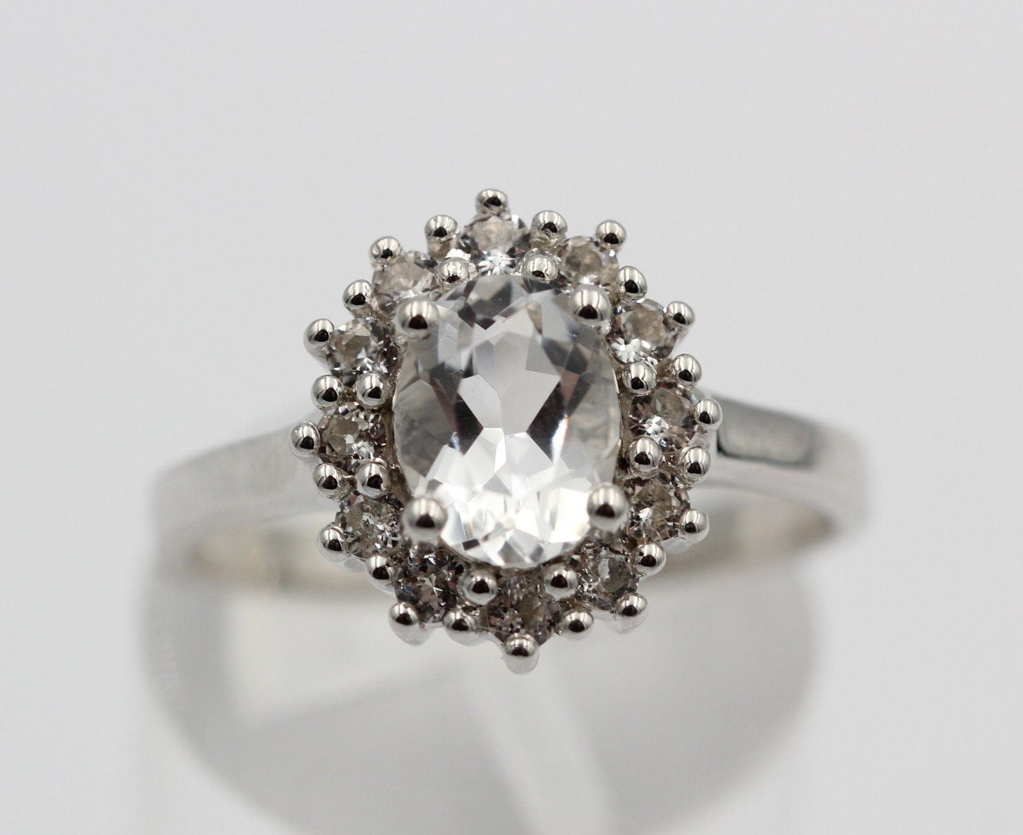 Edler 1,65 Carat Weißtopas Ring 925 Silber Topasring Fingerring 8 / 18 / 57