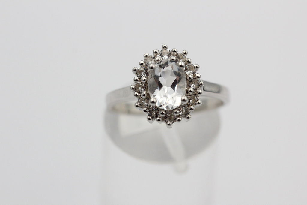 Edler 1,65 Carat Weißtopas Ring 925 Silber Topasring Fingerring 8 / 18 / 57