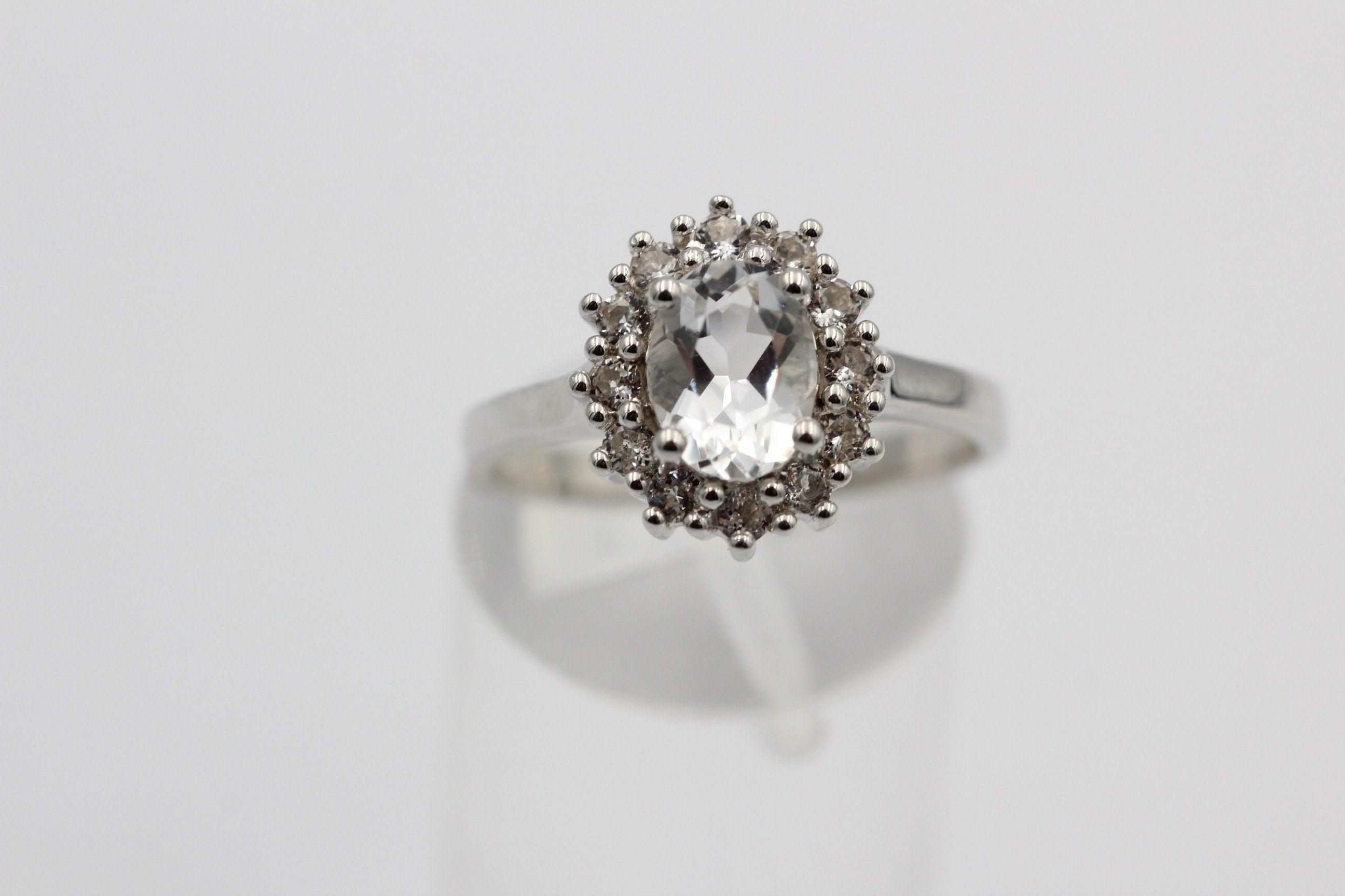 Edler 1,65 Carat Weißtopas Ring 925 Silber Topasring Fingerring 8 / 18 / 57