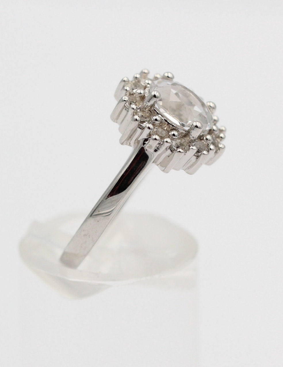 Edler 1,65 Carat Weißtopas Ring 925 Silber Topasring Fingerring 8 / 18 / 57