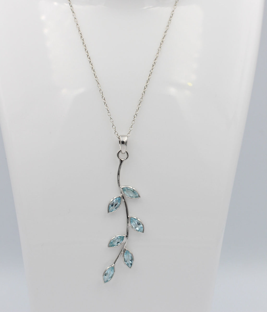 Edler 3,10 Carat Blautopas Blatt Anhänger 925 Silber Topas Anhänger