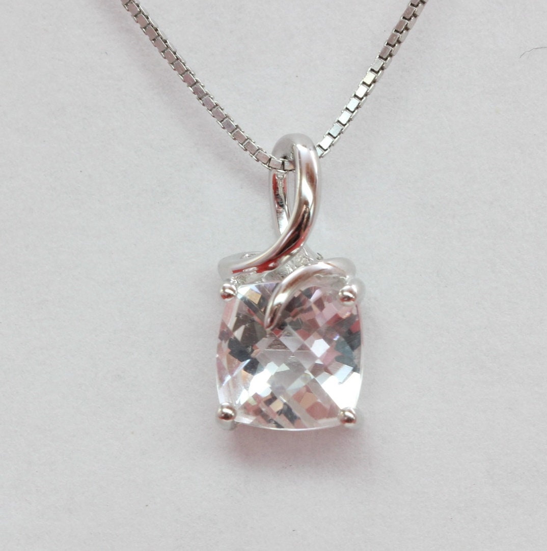 Edler 1,45 Carat weisstopas Anhanger 925 Silber weisser Topas Collier Kette