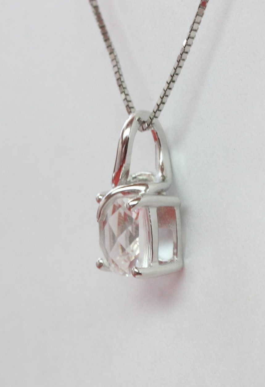 Edler 1,45 Carat weisstopas Anhanger 925 Silber weisser Topas Collier Kette