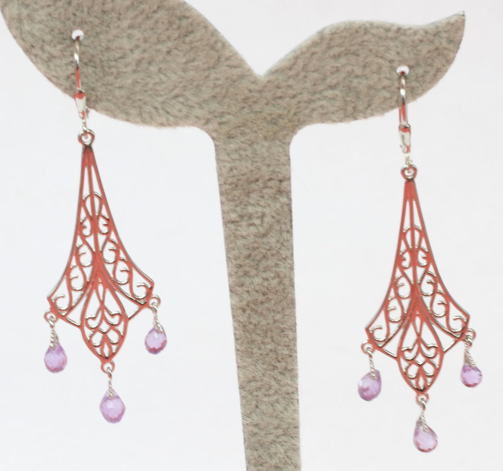 Edler 3,75 Carat Amethyst Brisur Ohrhanger 925 Silber violetter Edelstein Ohrschmuck